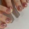 Latte Cat Eyes Short Nails