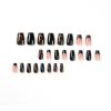 M15 Tortoiseshell Black French Tip Coffin Medium Nail - Image 3