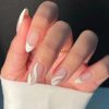 M18 White Ribbon With Glitter Almond Medium Nail