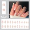 M18 White Ribbon With Glitter Almond Medium Nail - Image 2