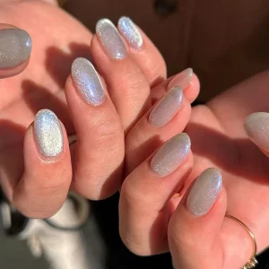 Auroral Light Blue Short Summer Nails